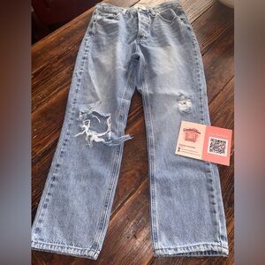Casual Blue Distressed Women Jeans